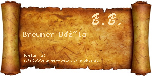 Breuner Béla névjegykártya